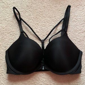 Victoria's Secret VS ladder back black push up strappy bra front closure